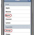 Screenshot of Food sample app in wrong order.