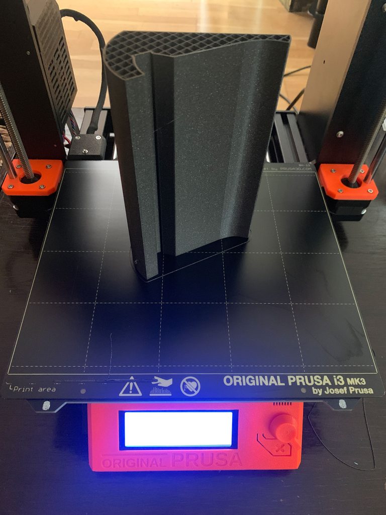 3D Printed Palmtop Stand on printer bed